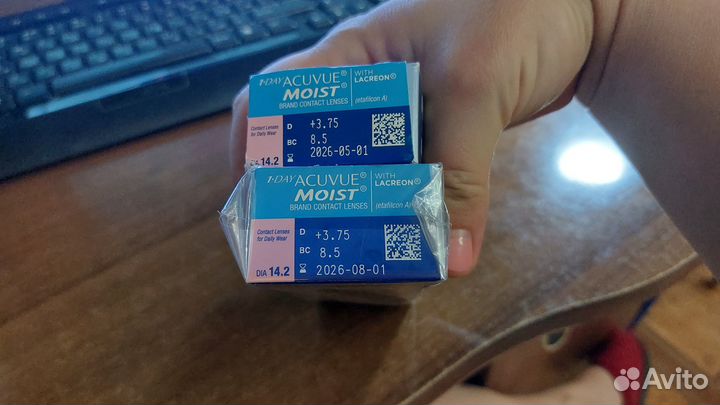 Линзы контактные acuvue moist 1 DAY +3,75 р 8,5