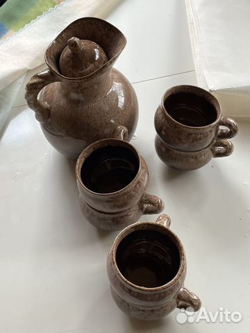 Керамический набор - Кувшин и чашки антиквариат