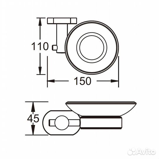 Мыльница настенная, стекло Vieir V5103-C черный