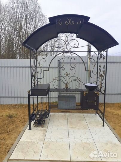 Кованый мангал с печкой