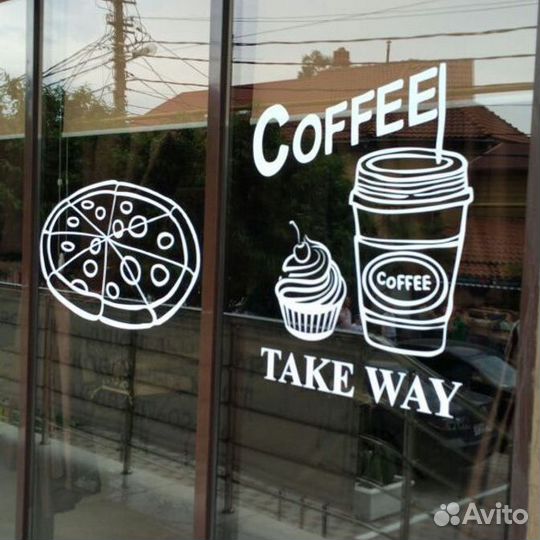 Наклейки надписи на стекло авто реклама