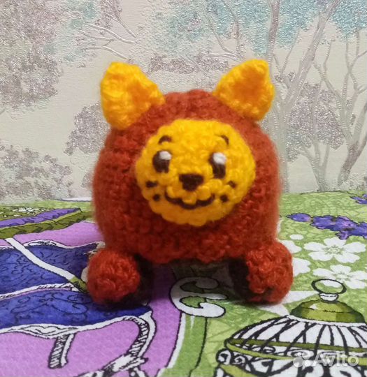 Вязаная игрушка котик перевёртыш