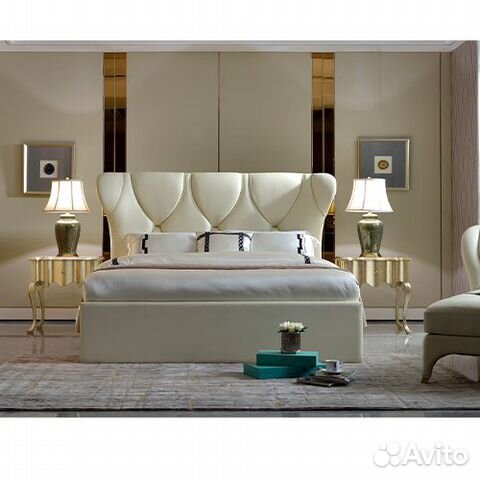 Кровать арт.801-19 белая кожа
