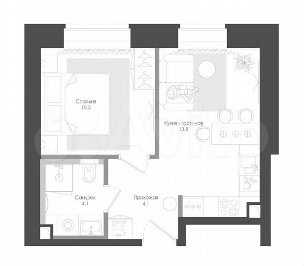 1-к. квартира, 36,4 м², 33/39 эт.