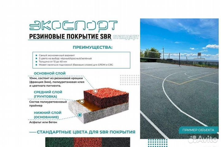 Резиновое покрытие Экоспорт от 249 кв м