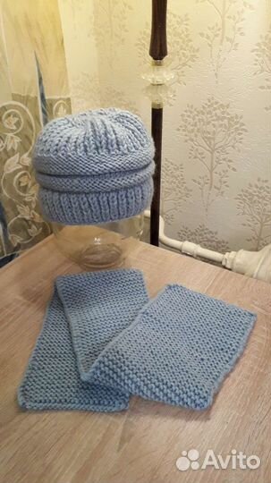 Шапка с шарфом вязаные