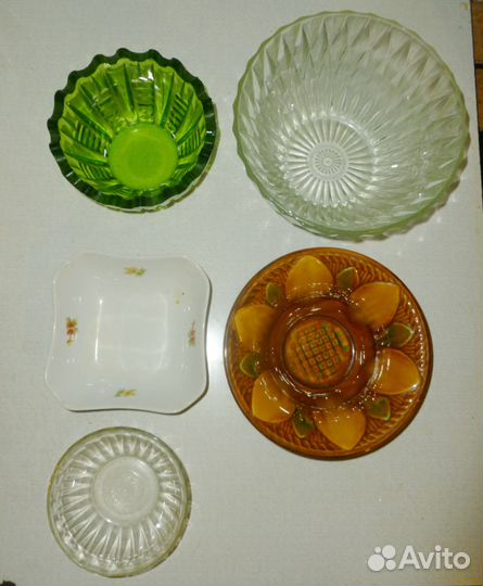 Тарелки, пиалы, блюда, салатник, стаканы - б/у