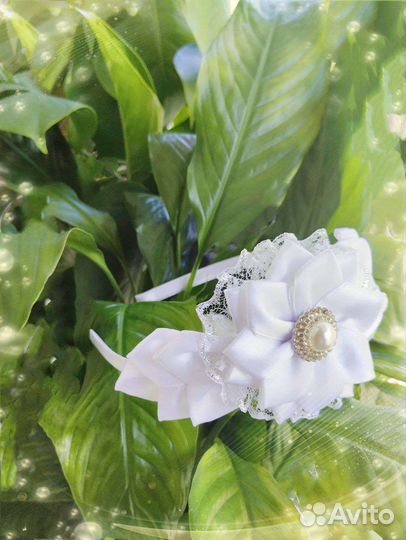 Ободок для волос. Белый. Ручная работа