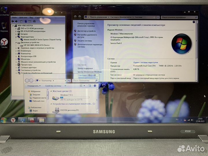 Ноутбук для учебы Samsung Intel/4gb/SSD240gb