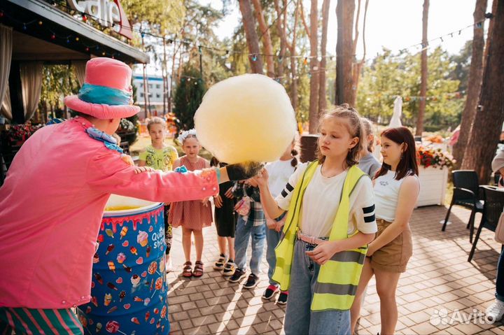 Шоу летающей сладкой ваты, сахарная вата, аниматор