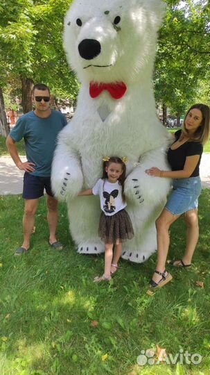 Ростовая кукла надувной белый бурый Медведь