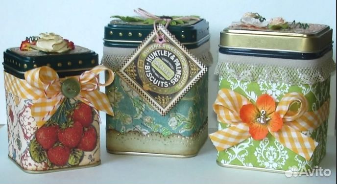 Банки, коробки жестяные, для дизайна, декупажа