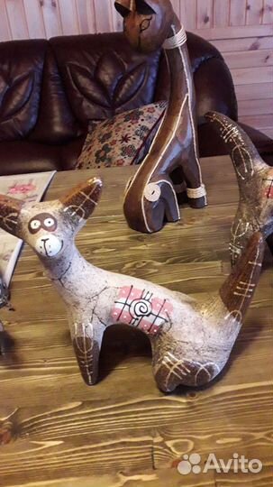 Фигурки котов. Шамотная глина