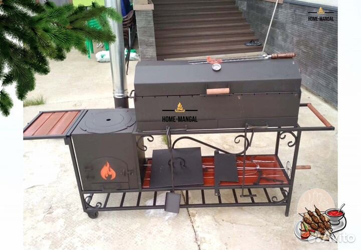 Гриль мангал барбекю новый с печью кованый