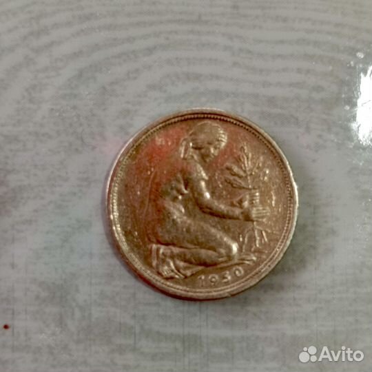 Монета фрг 50 пфеннигов 1950 D