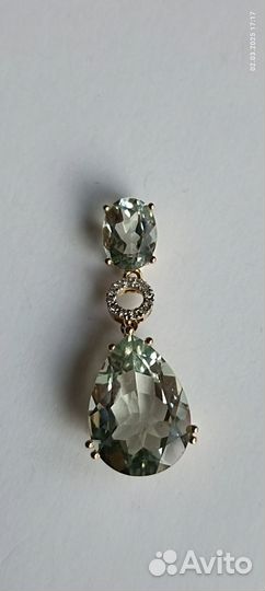 Золотая подвеска кулон бриллиантики аметист 585