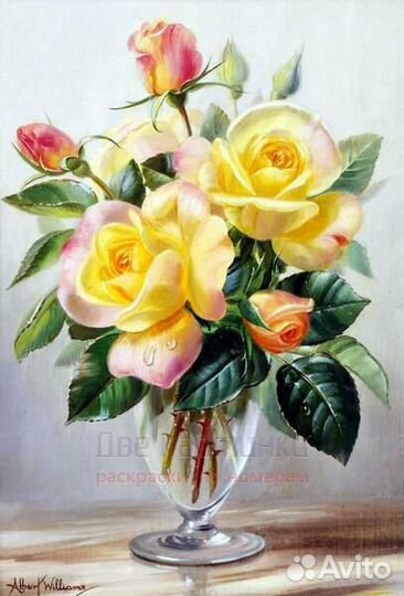 Картина по номерам 40x50 Букет желтых роз