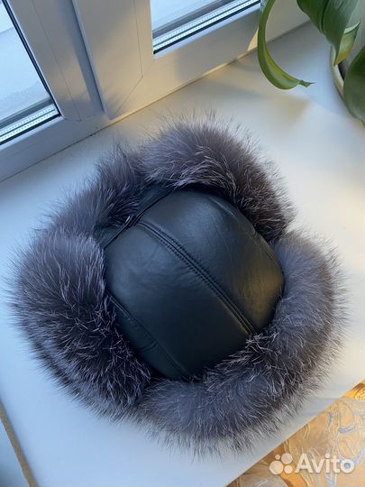 Шапка мужская с натуральным мехом и кожей