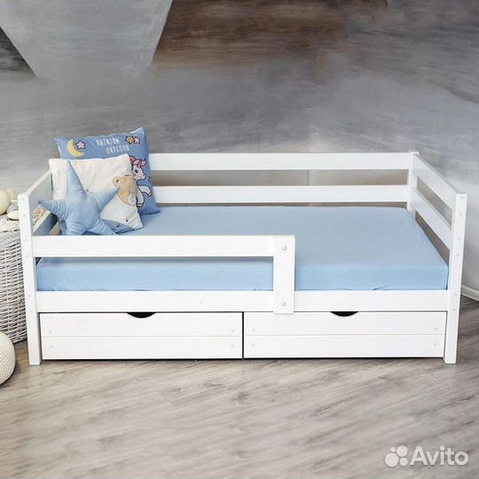 Кроватка детская высокий борт берёза софа