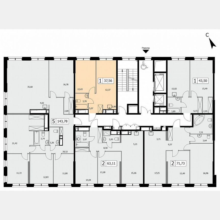 1-к. квартира, 37,6 м², 19/19 эт.