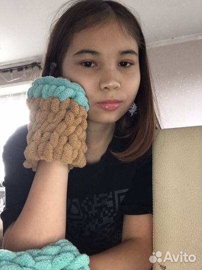 Вязаные митенки