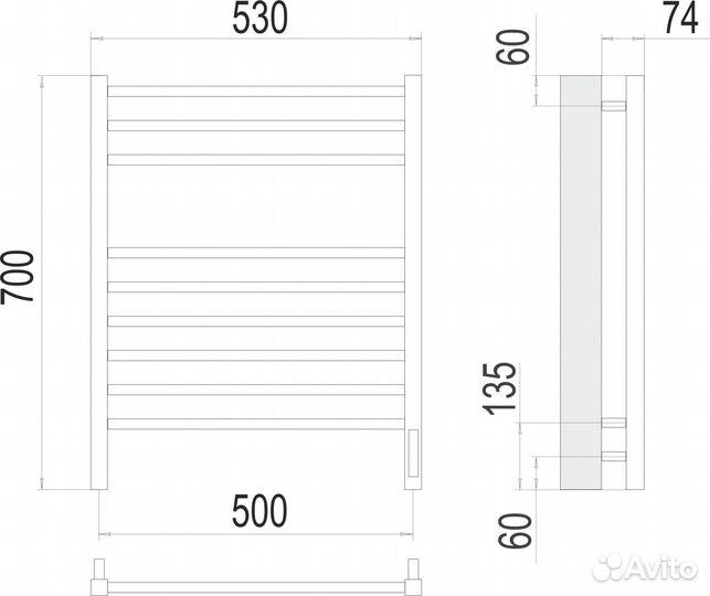 Полотенцесушитель Terminus Сицилия П9 50x70, электрический