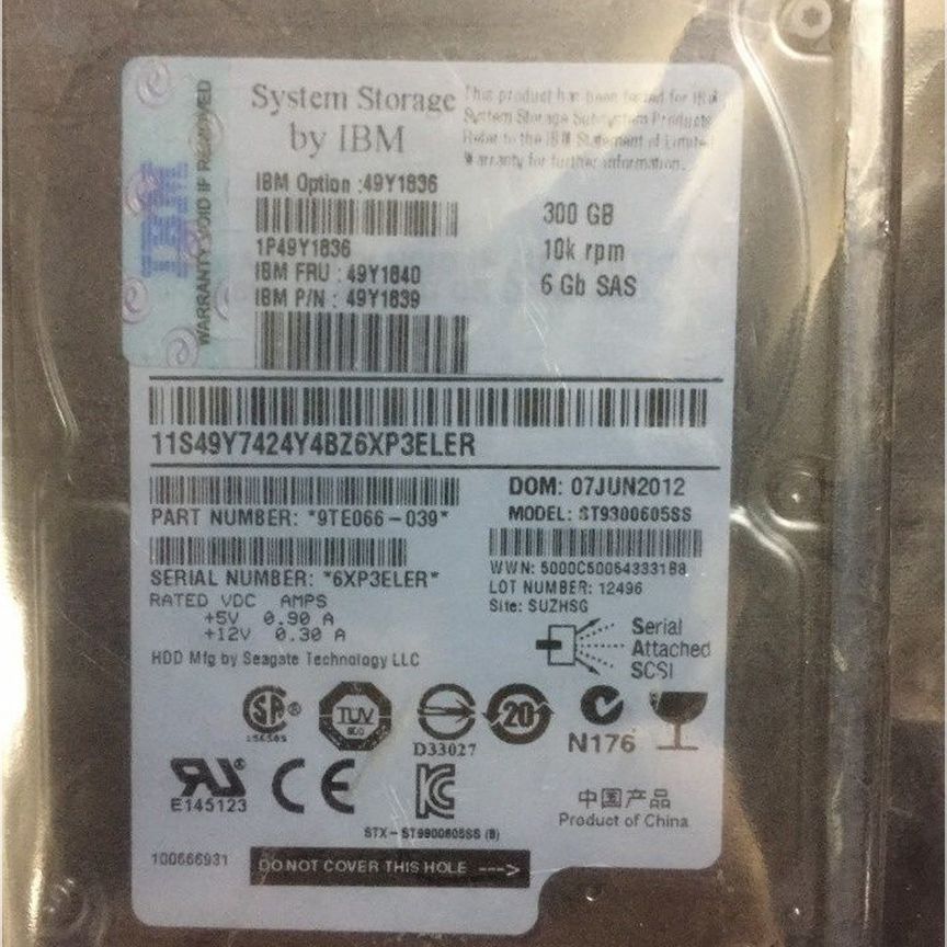 [49Y1840] Жесткий Диск Ibm 300gb 10k 6gb Sas 49y1840