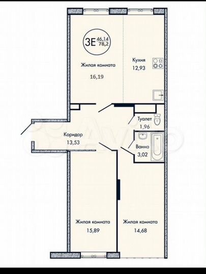 3-к. квартира, 77,6 м², 9/17 эт.