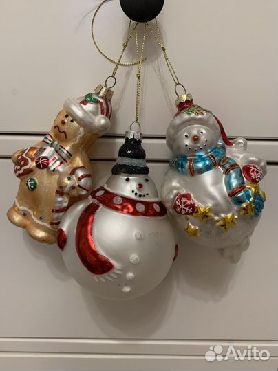 Большие стеклянные новогодние игрушки,пакетом