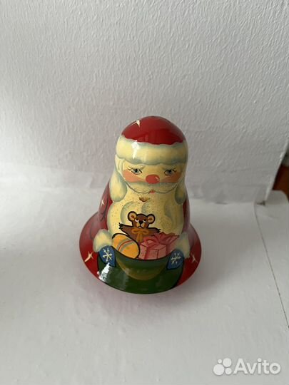 Деревянный Дед Мороз неваляшка