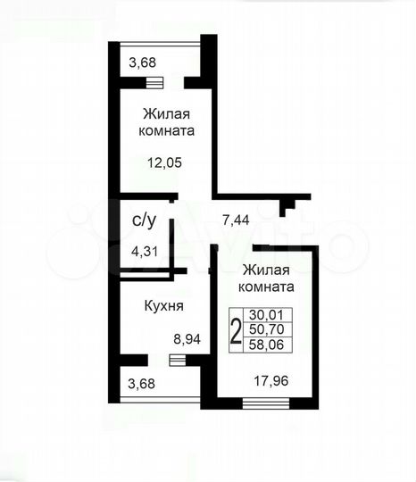 2-к. квартира, 58 м², 5/10 эт.
