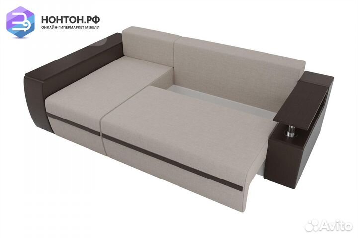 Диван угловой еврокнижка Ричмонд рогожка бежевая