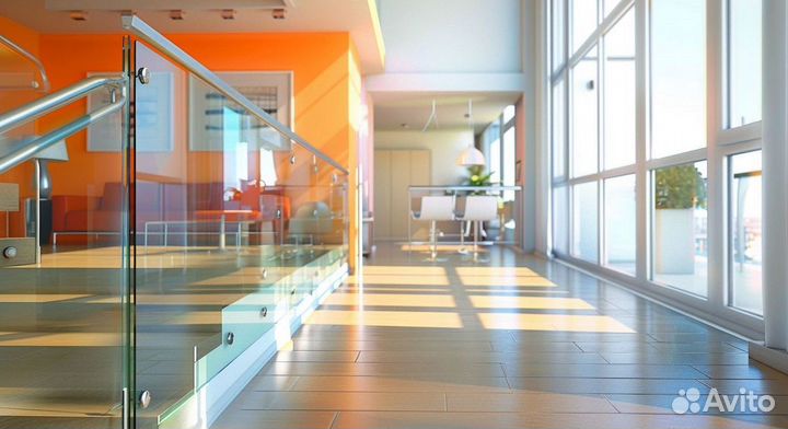 Стеклянное ограждение лестницы