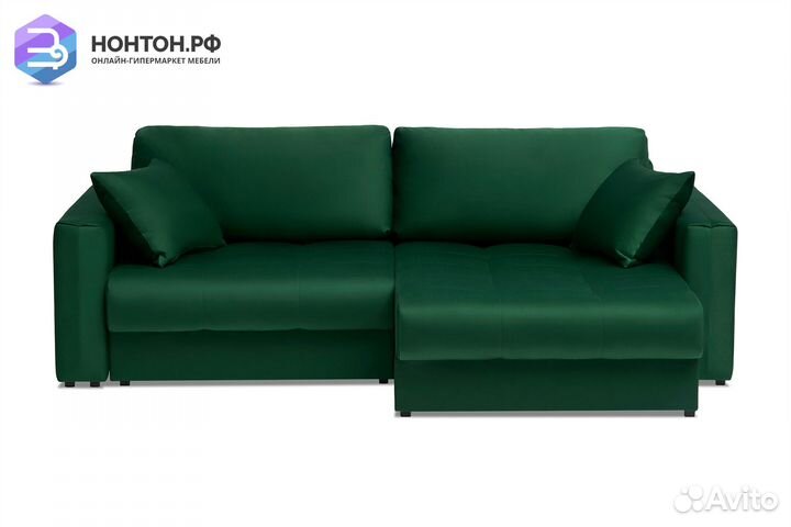 Диван угловой тик-так Монарх изумрудный