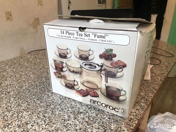 Набор чашек чайник стеклянный набор чайный