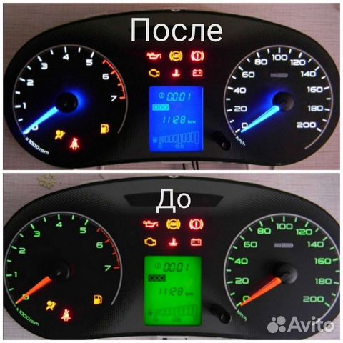 Пересвет приборной панели LADA granta