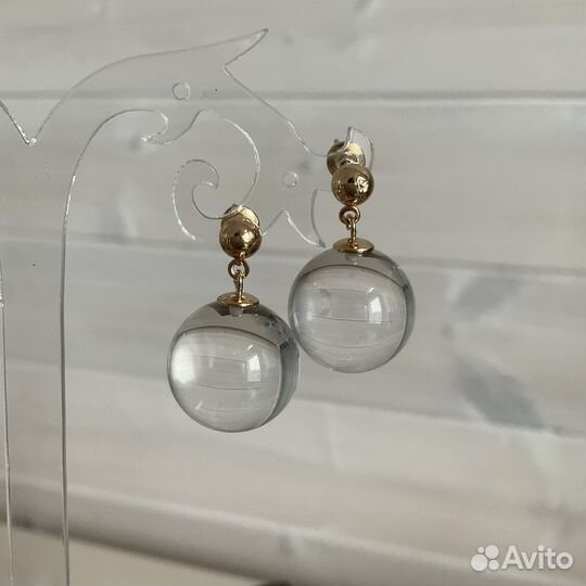 Серьги стеклянные шары прозрачные стильные