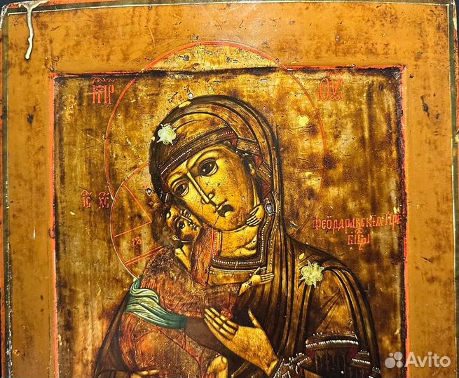 Старинная икона Феодоровская Божья Матерь XIX в