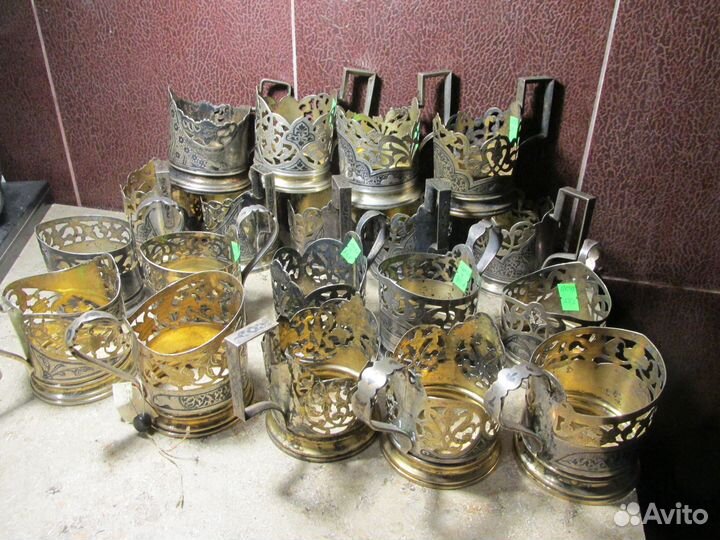 Подстаканники скань Кубачи серебро 875 84 эмаль