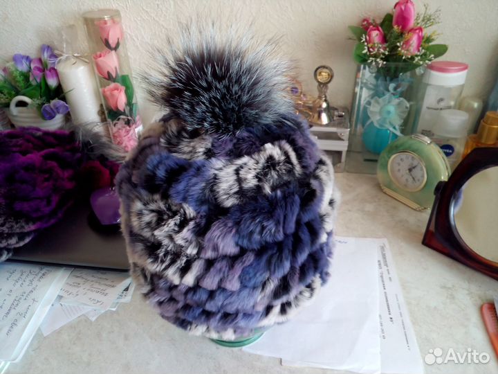 Шапка новая кролик вязаный