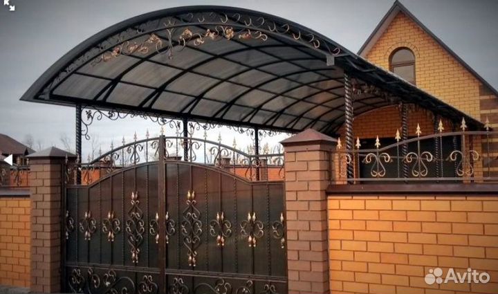 Навес для автомобиля из профильной трубы