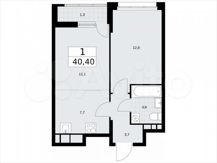 2-к. квартира, 40,4 м², 5/10 эт.