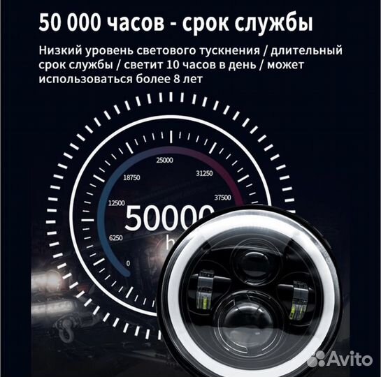 Светодиодная LED фара на мотоцикл мопед