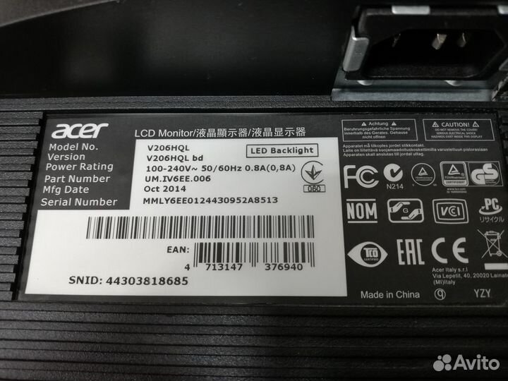 Монитор Acer V206HQLbd 19.5