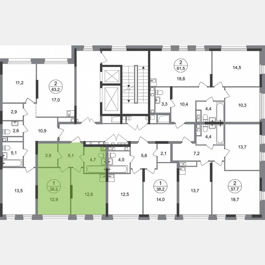 1-к. квартира, 39,2 м², 2/17 эт.