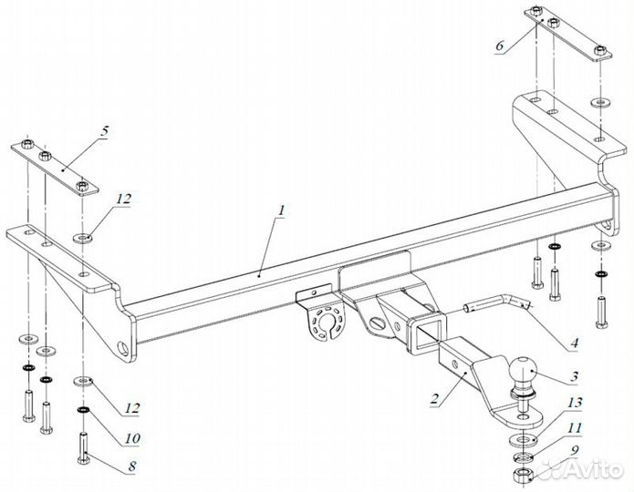 Фаркоп Хайлюкс на Toyota Hilux 2015+