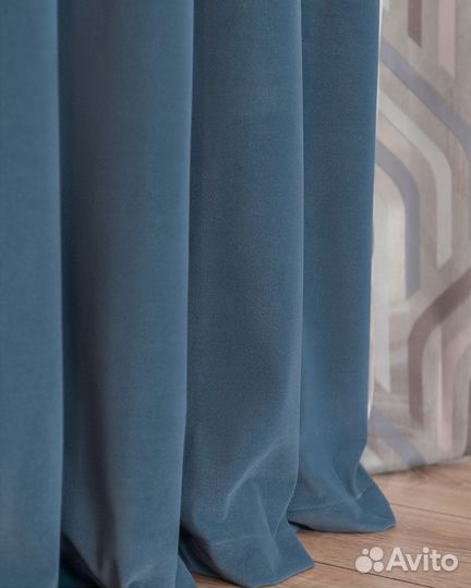 Комплект штор бархат Богема Серо-голубой