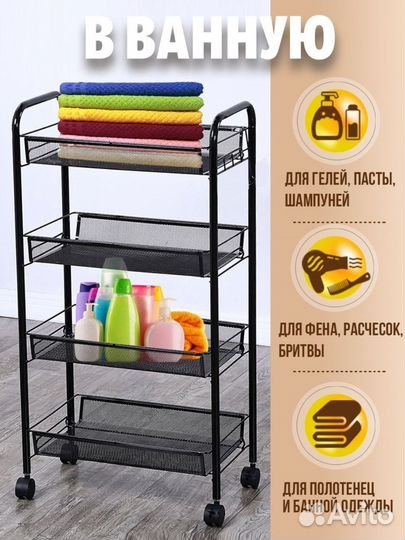 Этажерка металлическая для кухни и ванной