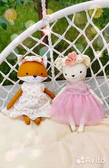 Мягкая игрушка тильда мишка лисичка котик