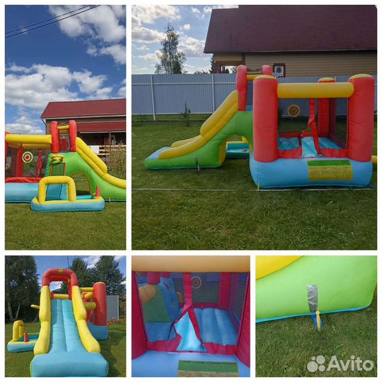 Детский надувной батут с горкой